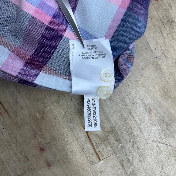 Tommy Bahama Womens Size S Shirt Button Front Top Reverse Weave Flannel Plaid - Picture 14 of 16